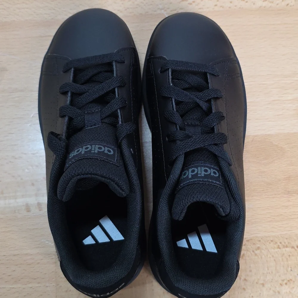 Adidas Advantage Clean Black Leather Men's Sneakers Size 1 - Picture 7 of 9